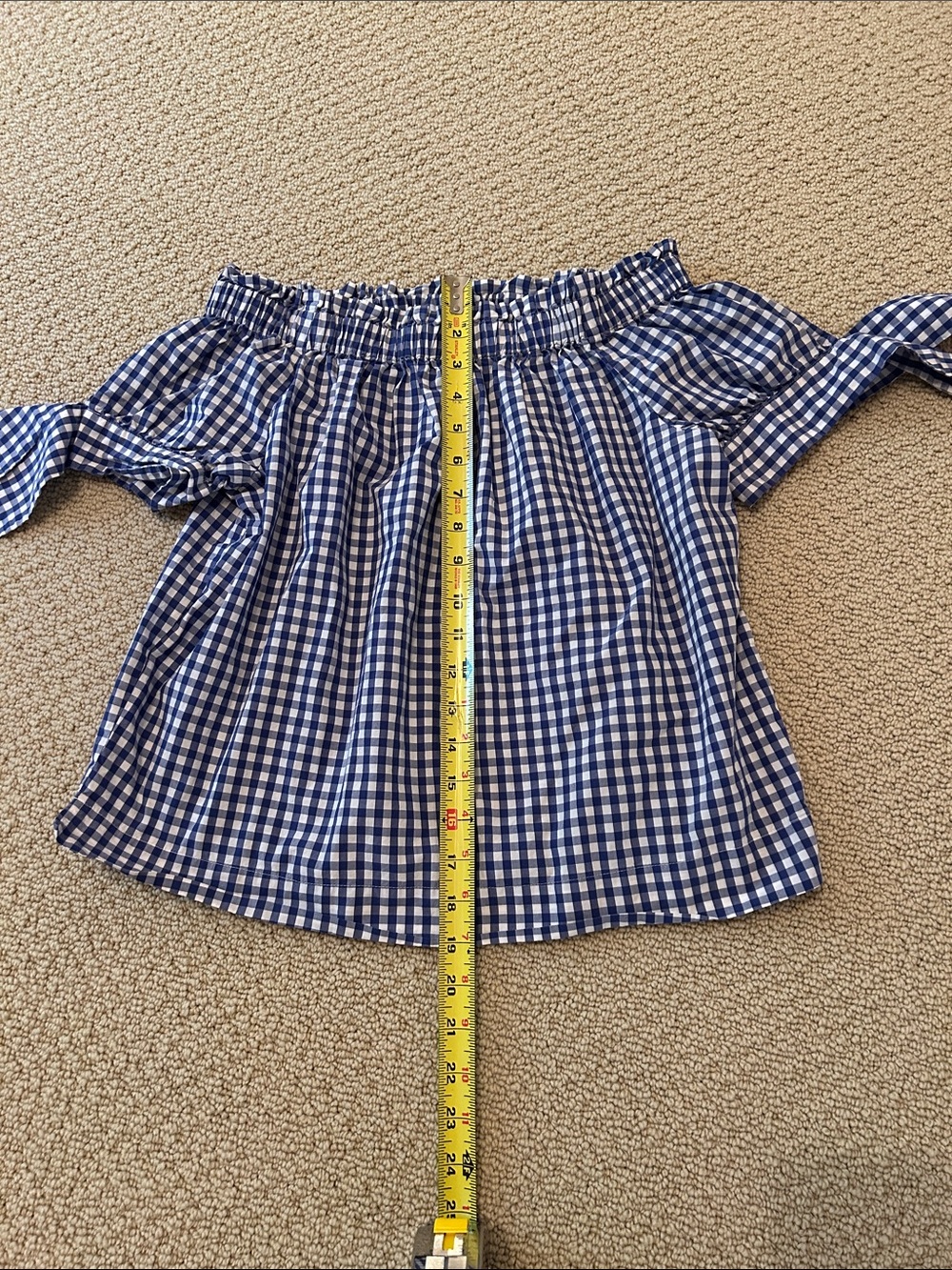 J Crewwomen Blue Gingham Off-Shoulder Top